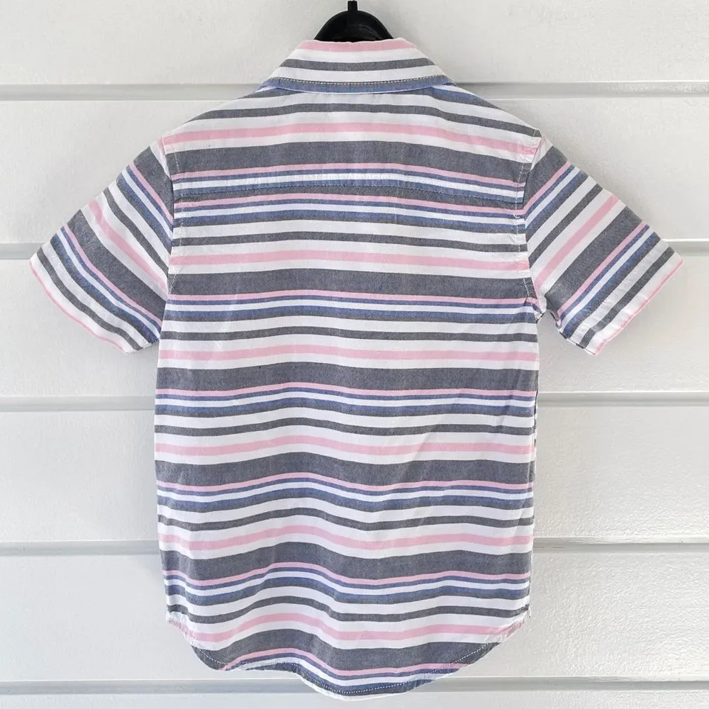 Gymboree Boys Striped Short Sleeve Button Down Shirt Size 4 XS
